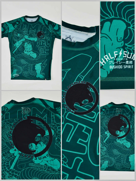 Half-Sumo x Renzo Gracie Rockland Rash Guard – Green Samurai Design